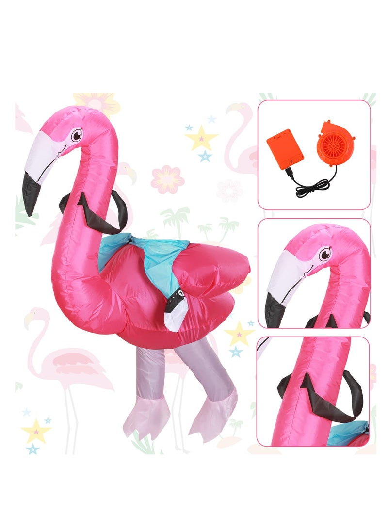 SYOSI Inflatable Costume Flamingo for Kids, Ride On Flamingo Costume with Pink Bucket Hat, Inflatable Funny Fancy Dress Costume for Boy Girls Festivals Parties - Image 2