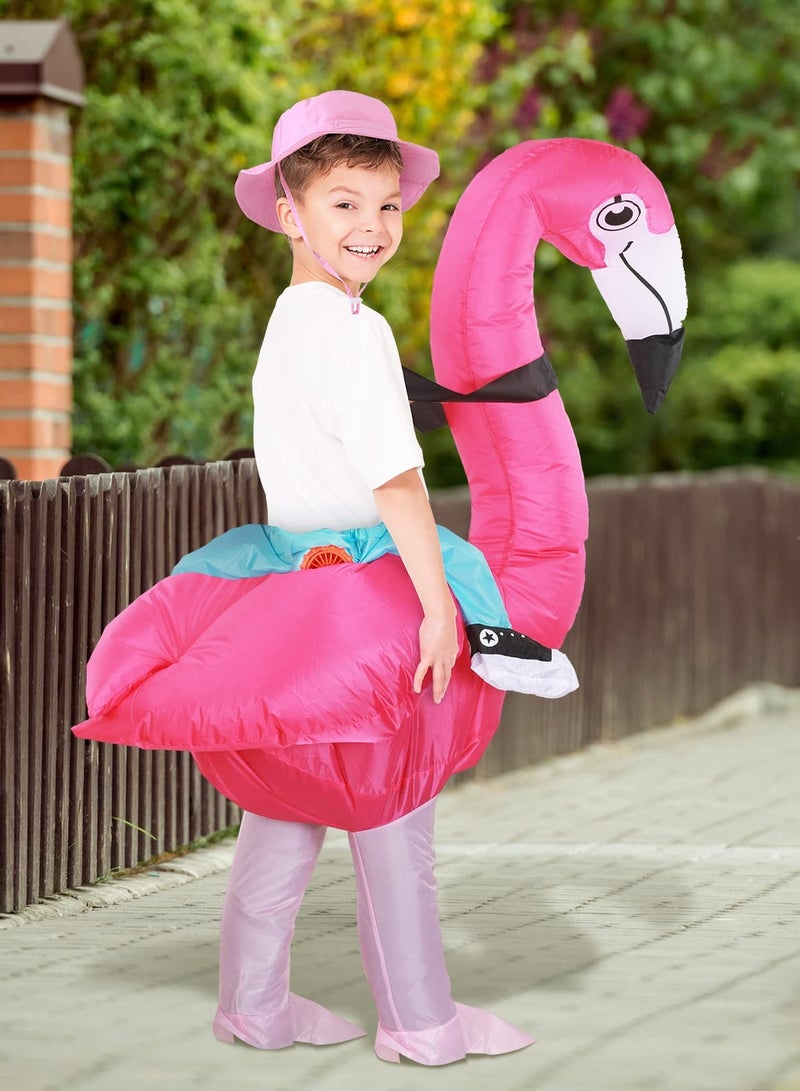 SYOSI Inflatable Costume Flamingo for Kids, Ride On Flamingo Costume with Pink Bucket Hat, Inflatable Funny Fancy Dress Costume for Boy Girls Festivals Parties - Image 5