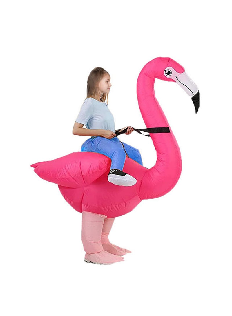 SYOSI Inflatable Costume Flamingo for Kids, Ride On Flamingo Costume with Pink Bucket Hat, Inflatable Funny Fancy Dress Costume for Boy Girls Festivals Parties - Image 3