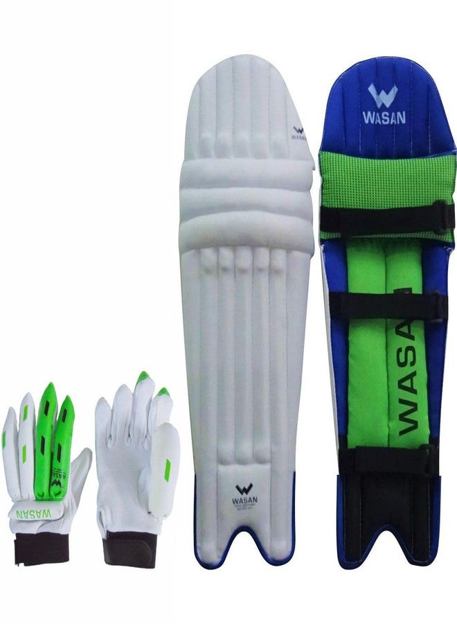 واسان مجموعة واقيات الساق وقفازات الكريكيت من واسان | معدات حماية للأطفال (7-10 سنوات) | مصنوعة من مادة PVC | مقاس صغير | زوج واحد | أخضر - Image 1