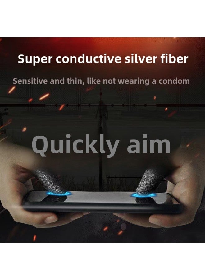 Shake Tone Ultra-thin 24-pin Silver Fiber Wireless Non-slip Anti-sweat Touch Screen Breathable Not Catton Walking Hand Swimming Finger Sleeve Wholesale-Product Color:Pair Of Rice Ink Silver Finger Set (exquisite Packaging)  - Image 1