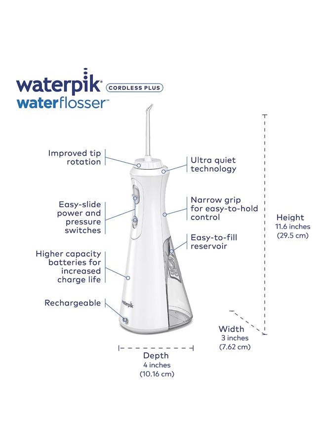 Waterpik Cordless Plus Water Flosser with 4 Flossing Tips, Rechargeable and Portable for Travel and Home, ADA Accepted, White WP-450 - Image 2