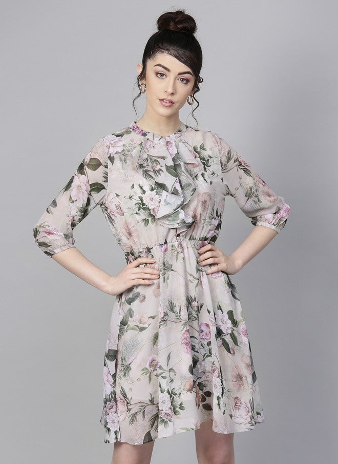 ساسافراس فستان نسائي بقصة واسعة وطبعات زهور - Image 3