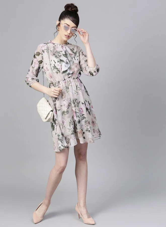 ساسافراس Floral Print Fit and Flare Dress for Women