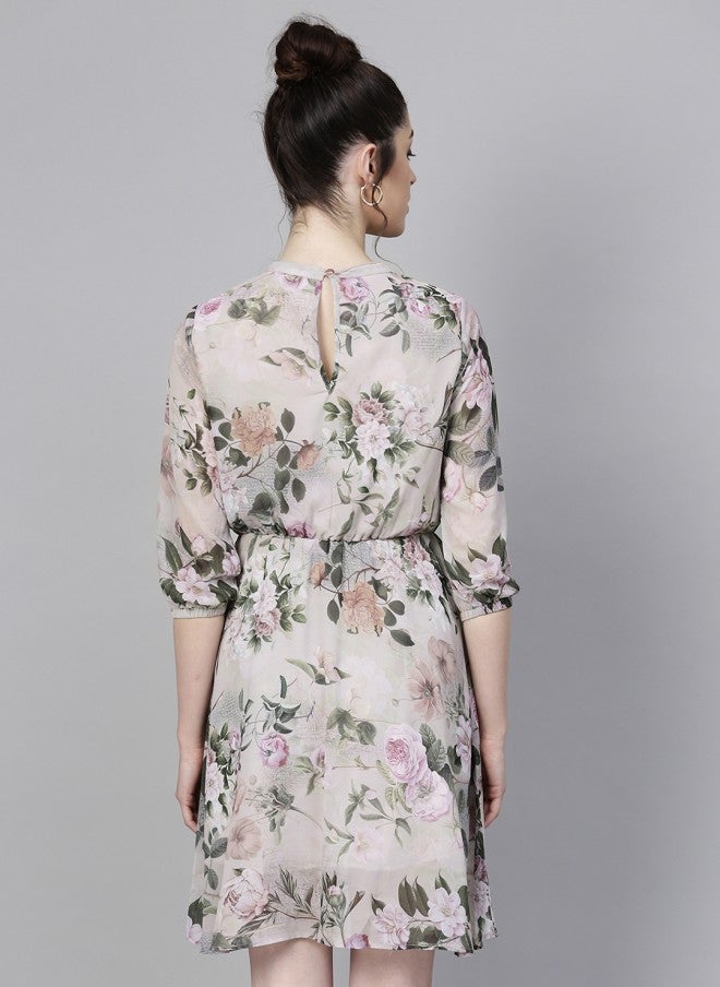 ساسافراس فستان نسائي بقصة واسعة وطبعات زهور - Image 5