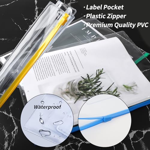 EOOUT 24pcs Plastic Envelopes Poly Zip Envelopes Files Zipper Folders, A4 Size, Letter Size, 10 Colors, for School Office Travel Storage Supplies - Image 3