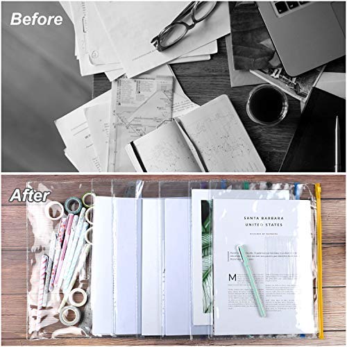 EOOUT 24pcs Plastic Envelopes Poly Zip Envelopes Files Zipper Folders, A4 Size, Letter Size, 10 Colors, for School Office Travel Storage Supplies - Image 4