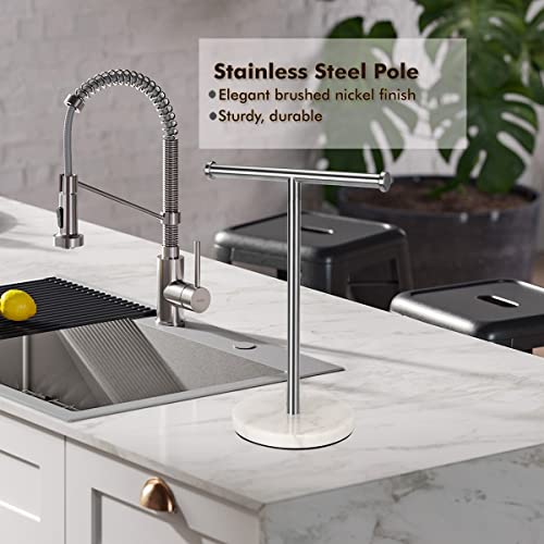 exilon Hand Towel Holder Stand Countertop, Sturdy Marble Base, No Wobbly, Hand Towel Rack for Bathroom (Brushed Nickel) - Image 4