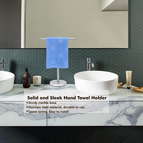 exilon Hand Towel Holder Stand Countertop, Sturdy Marble Base, No Wobbly, Hand Towel Rack for Bathroom (Brushed Nickel) - Image 2