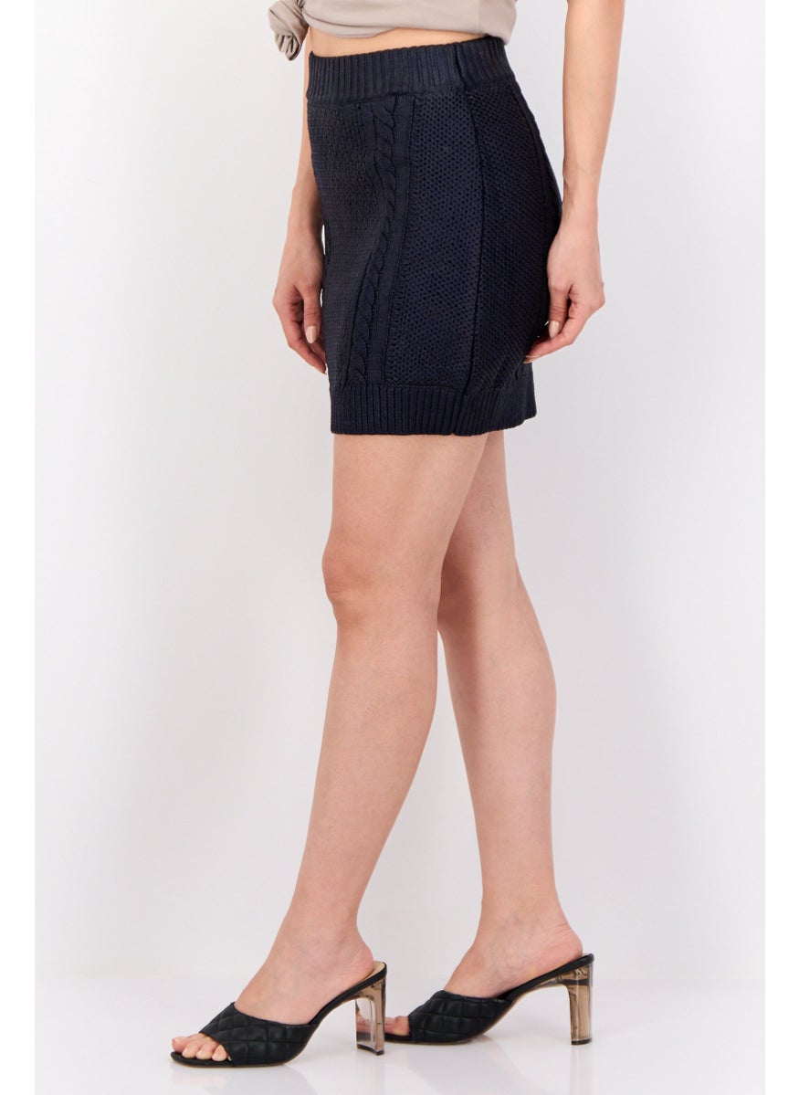 ESPRIT Women Metallic Cable Knitted Mini Skirt, Dark Navy  - Image 2