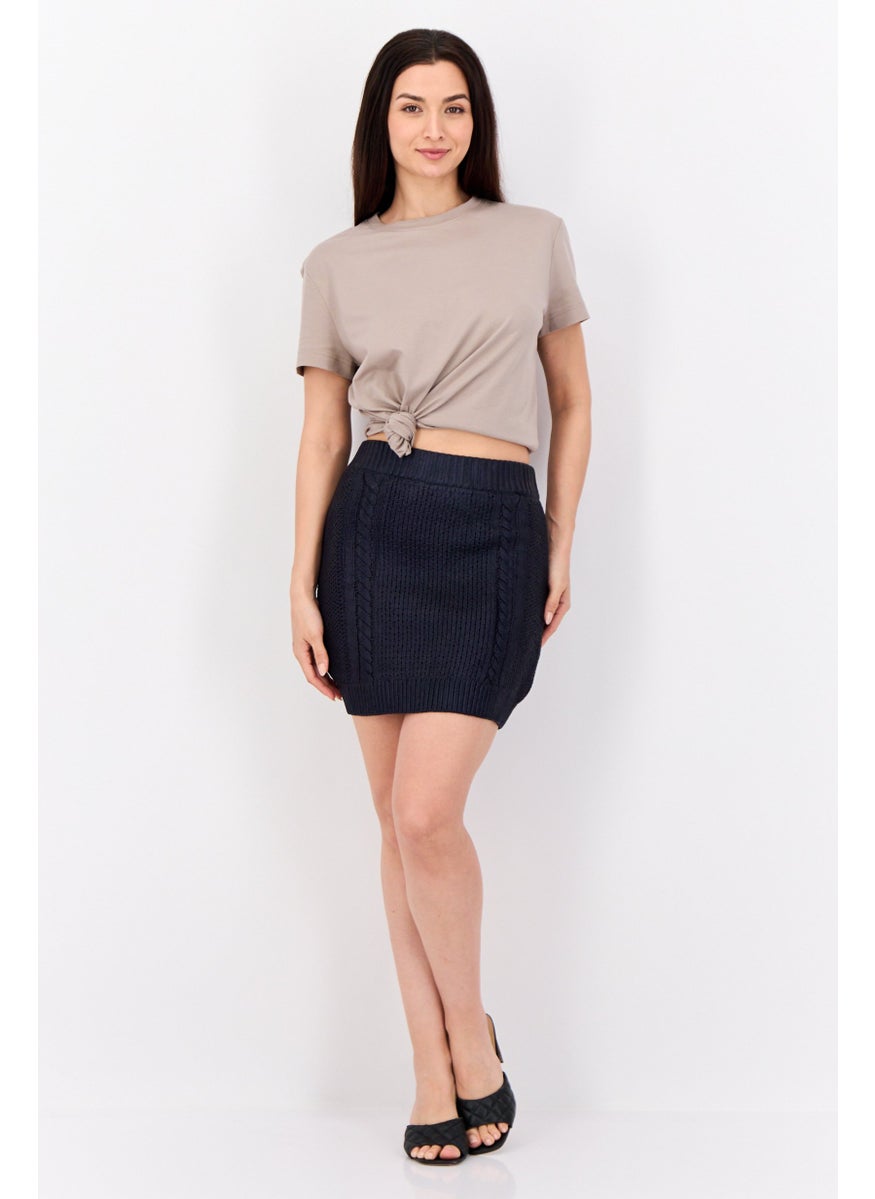 ESPRIT Women Metallic Cable Knitted Mini Skirt, Dark Navy  - Image 4