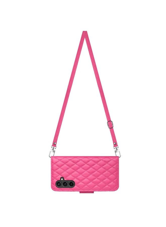 S-TOP Case For Samsung Galaxy S23 FE 5G Rhombic Texture Flip Leather Phone Case with Long Lanyard - Image 3