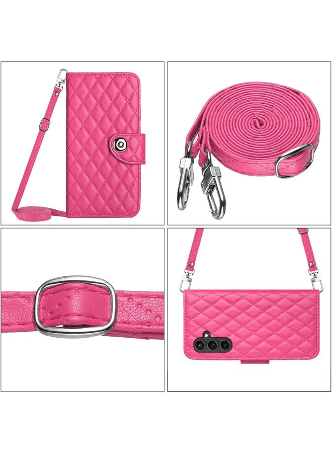 S-TOP Case For Samsung Galaxy S23 FE 5G Rhombic Texture Flip Leather Phone Case with Long Lanyard - Image 5