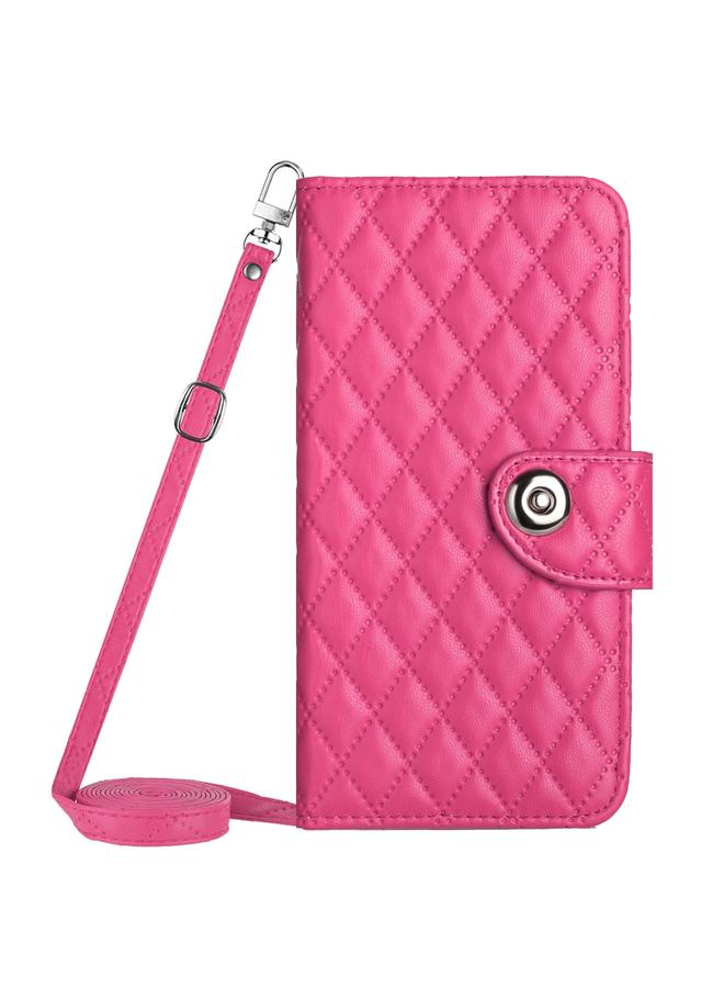 S-TOP Case For Samsung Galaxy S23 FE 5G Rhombic Texture Flip Leather Phone Case with Long Lanyard - Image 2