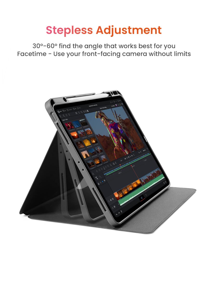 Tomtoc tomtoc Vertical iPad Pro Tri-Mode Case for 12.9 Inch iPad Pro 6th/5th Gen (M2&M1), Protective Case with iPad Pencil Holder, Magnetic Kickstand for 3 Use Modes, Support iPad Pencil Wireless Charging  - Image 5