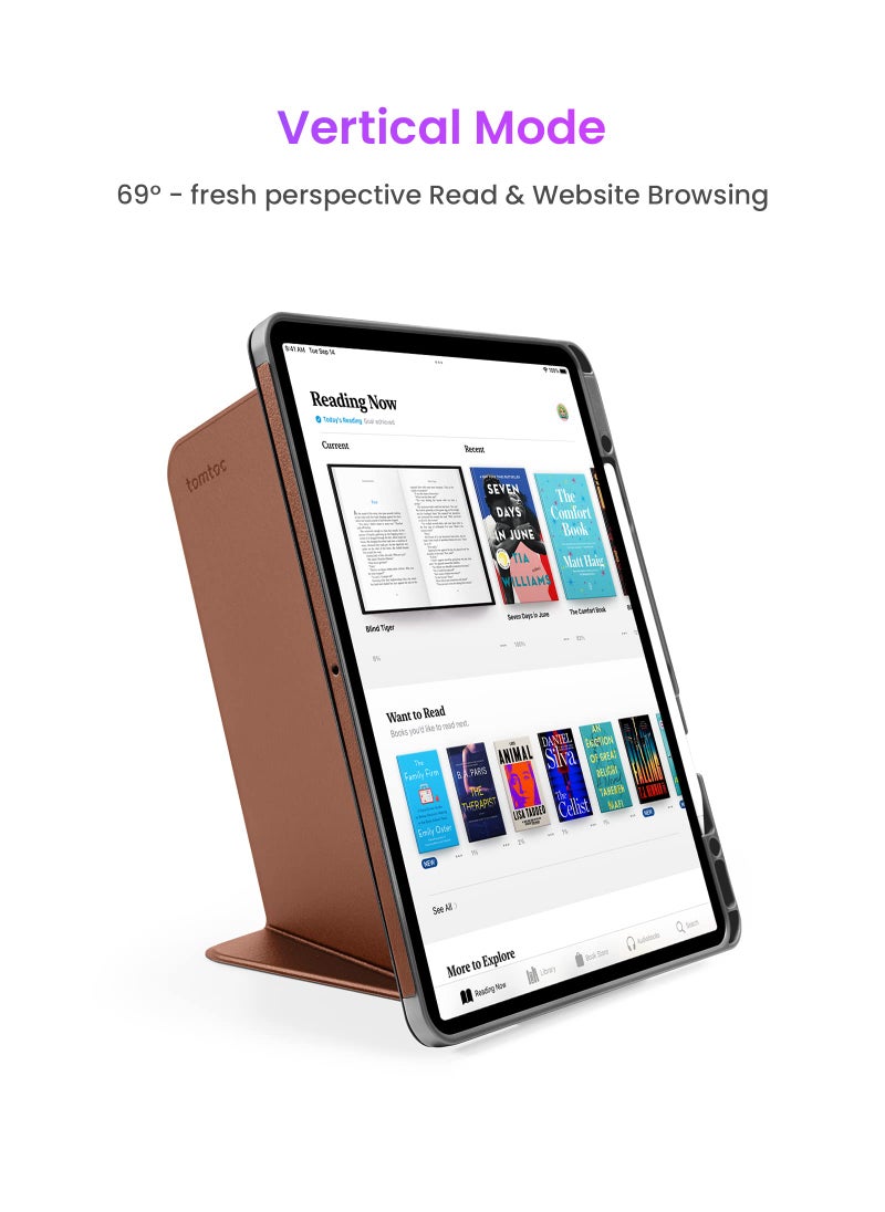 Tomtoc tomtoc Vertical iPad Pro Tri-Mode Case for 12.9 Inch iPad Pro 6th/5th Gen (M2&M1), Protective Case with iPad Pencil Holder, Magnetic Kickstand for 3 Use Modes, Support iPad Pencil Wireless Charging  - Image 3
