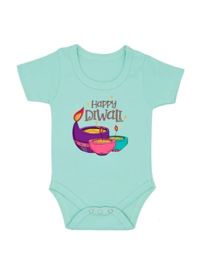PRINTSHOP4ME Diwali Baby Romper For Celebration–Soft Cotton Half Sleeve Bodysuits For Newborns,Infants And Toddlers–Unisex Baby Onesies For Boys And Girls - Image 1