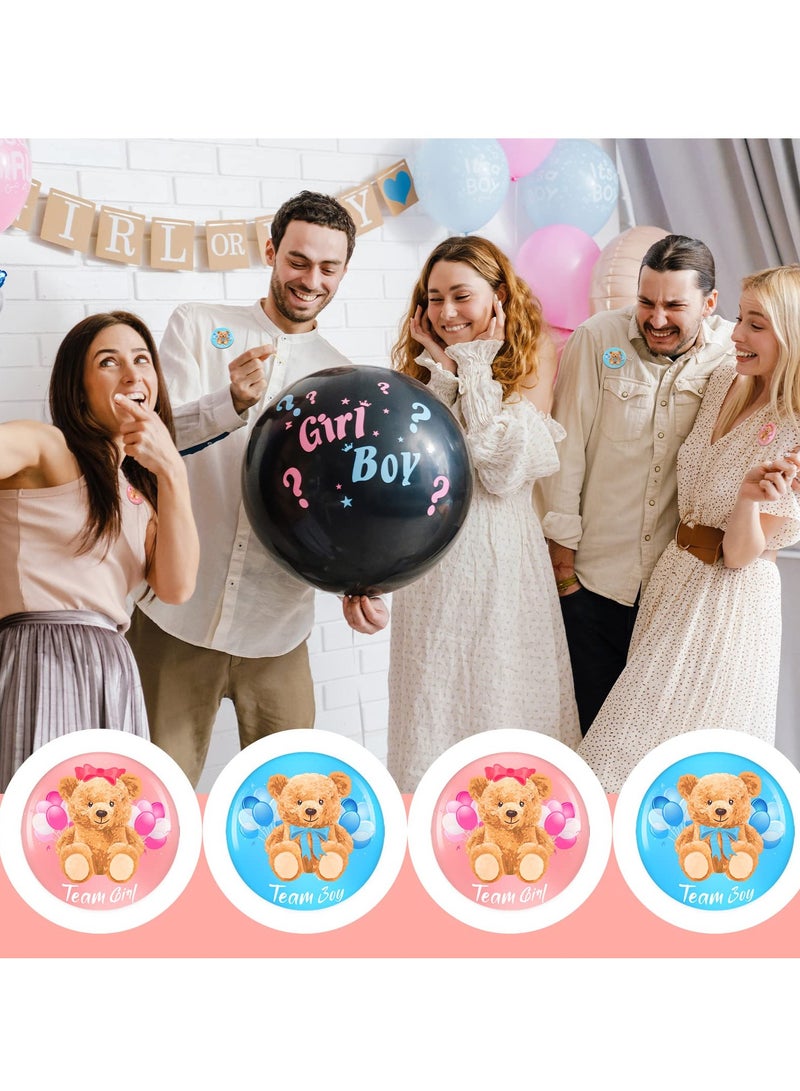 Excefore Gender Reveal Button, 100 Pcs Team Boy Girl Button Pins for Baby Shower Party Supplies, Bear Gender Reveal Pins Baby Shower Buttons Pins for Gender Reveal Party Game Supplies, 1.5 Inches - Image 5