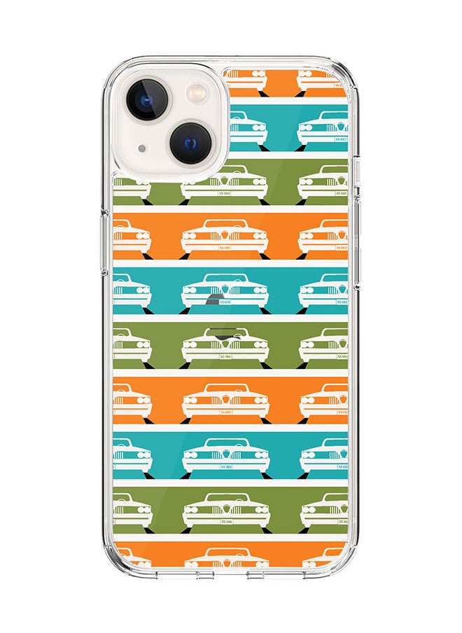 Stylizedd Classic Clear Case for Apple iPhone 14 Hybrid Soft Case Flexible Edges Anti Drop TPU PC Gel Thin Transparent Cover [ Designed for Apple iPhone 14 ] - Retro Muscle Car  - Image 1