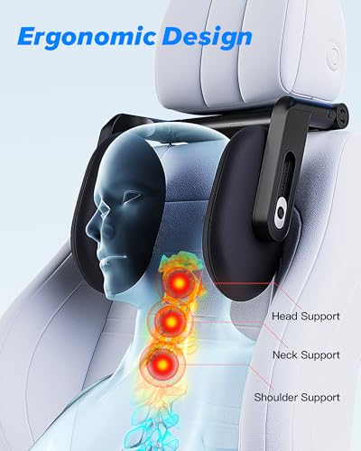 RunSnail Car Headrest Pillow 2025 Upgrade 360 Rotating Travel Headrest 3Point Linkage Adjustable Thickened Breathable Memory Foam Headrest Travel Car Sleeping Pillow for Kids Adults - Image 3