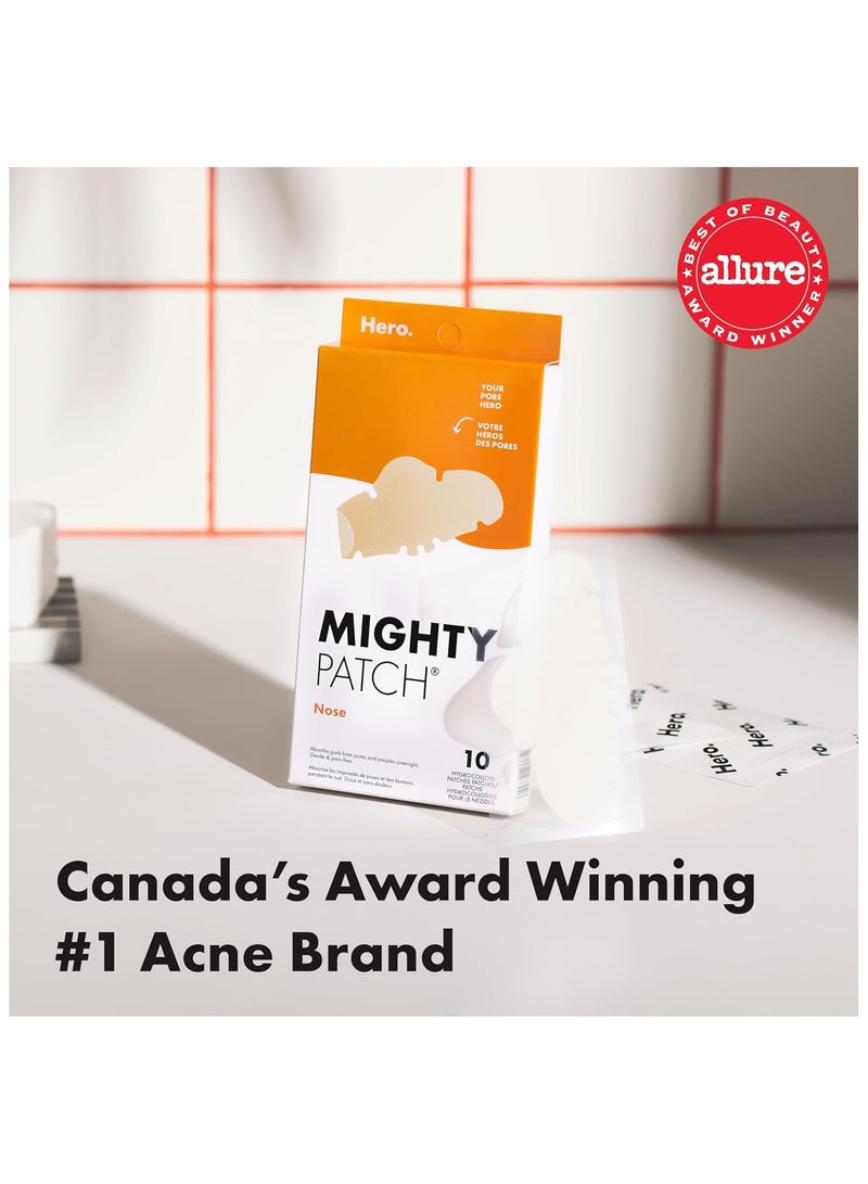 Mighty Patch Nose from Hero Cosmetics - XL Hydrocolloid Patches for Nose Pores, Pimples, Zits and Oil - Dermatologist-Approved Overnight Pore Strips to Absorb Acne Nose Gunk (10 Count) - Image 2