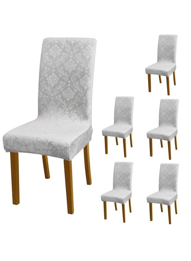 HOKIPO أغطية كراسي طعام من المخمل المحفور HOKIPO 200 GSM مجموعة من 6، رمادي فاتح (AR-5125-LGRY*6) - Image 1