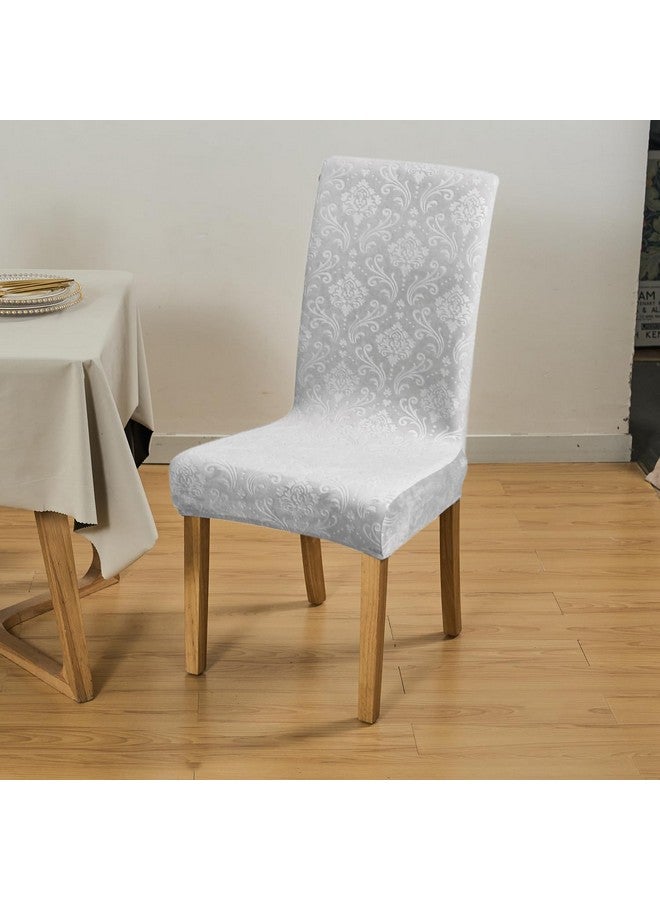 HOKIPO أغطية كراسي طعام من المخمل المحفور HOKIPO 200 GSM مجموعة من 6، رمادي فاتح (AR-5125-LGRY*6) - Image 2