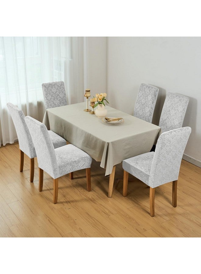 HOKIPO أغطية كراسي طعام من المخمل المحفور HOKIPO 200 GSM مجموعة من 6، رمادي فاتح (AR-5125-LGRY*6) - Image 3