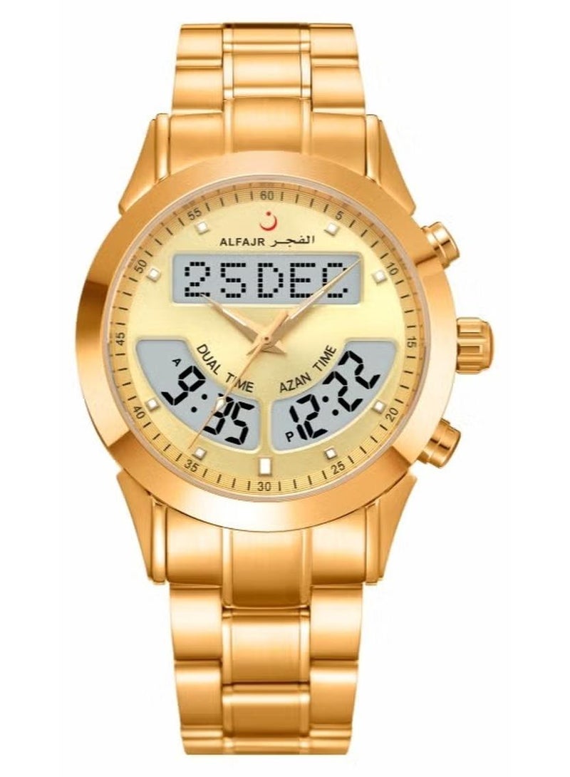 Al Fajr Analogue + Digital Round Stainless Steel Men's Watch WA-10GW