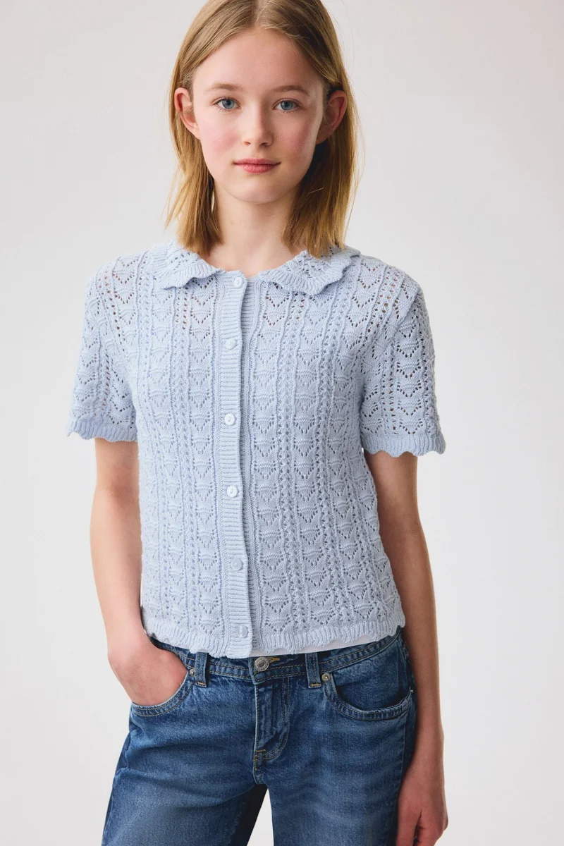 H&M Crochet-look short-sleeved cardigan