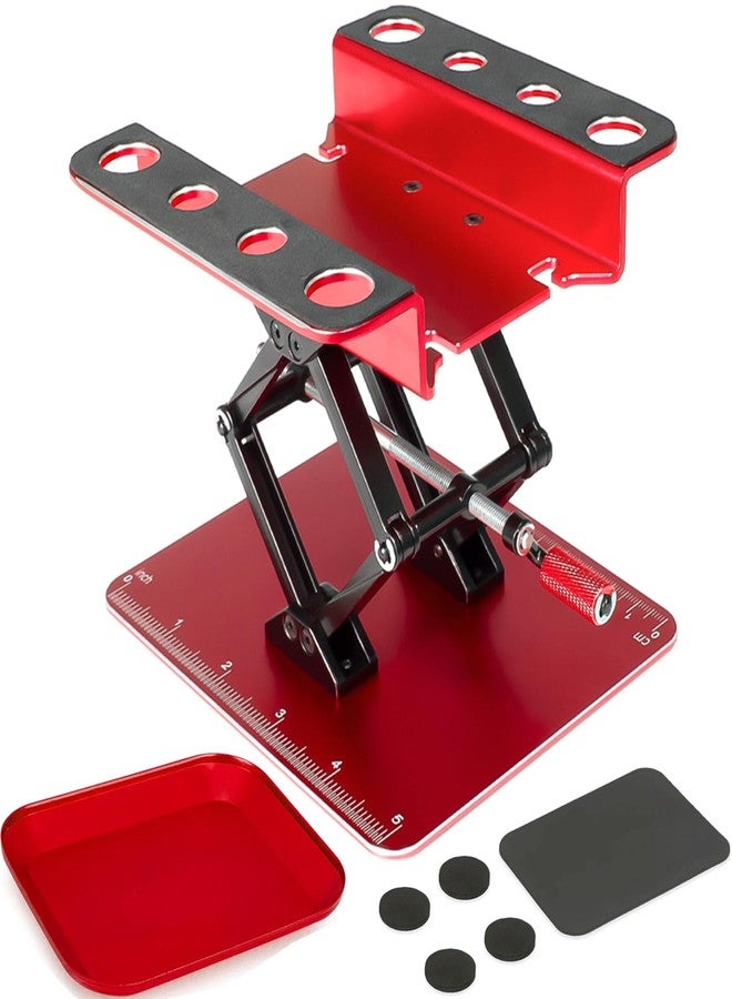UURCSKY RC Work Stand Adjustable Repair Work Stand + Screw Tray for 1/8 1/10 1/12 TRX4 Axial Redcat Losi RC Crawler Car Truck, Aluminum 360° Rotating Repair Station with Lift Lower Height Platform - Image 1