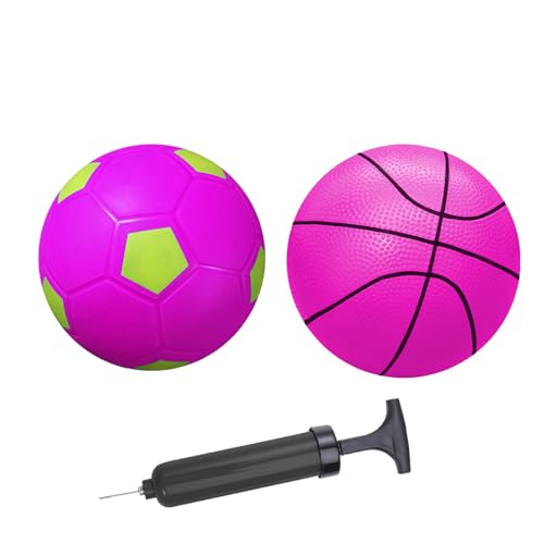 ABAJI Mini 2 Pack Toy 5 inch Basketball Soccer Ball Pump Needle Rubber Material Mini Hoop Toddlers Kids Teenagers Swimming Pool Indoors Outdoors - Image 1