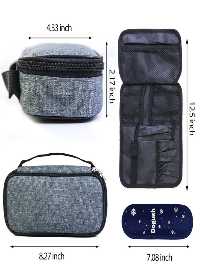 Bogush Insulin Cooler Travel Case with 2 Ice Packs for Insulin Pen Diabetic Medical Cooler Bag Peptide Case Portable Medication Cooler Bag for Insulin Pens and Blood Glucose Monitor Supplie (Gray) - Image 2