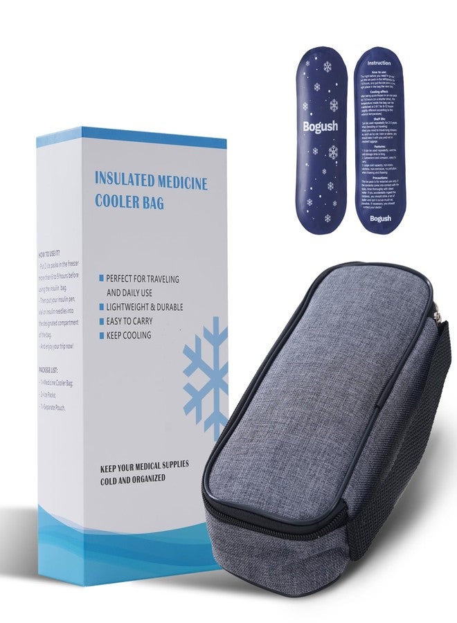 Bogush Insulin Cooler Travel Case with 2 Ice Packs for Insulin Pen Diabetic Medical Cooler Bag Peptide Case Portable Medication Cooler Bag for Insulin Pens and Blood Glucose Monitor Supplie (Gray) - Image 1