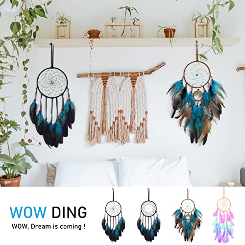 WOW DING Dream Catchers with Luminous Beads, Handmade Blue Dreamcatcher, Bedroom Decor for Boys Girls Kids Ornament Art Craft Gift - Image 5