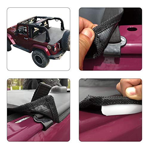 Shadeidea Tonneau Cover Compatible with Jeep Wrangler JK 2 Door Rear Trunk Ton Cargo Vinyl Cover for 2007-2018 Rubicon Sahara Sport S Unlimited Tailgate-Black-3 Year Warranty - Image 2