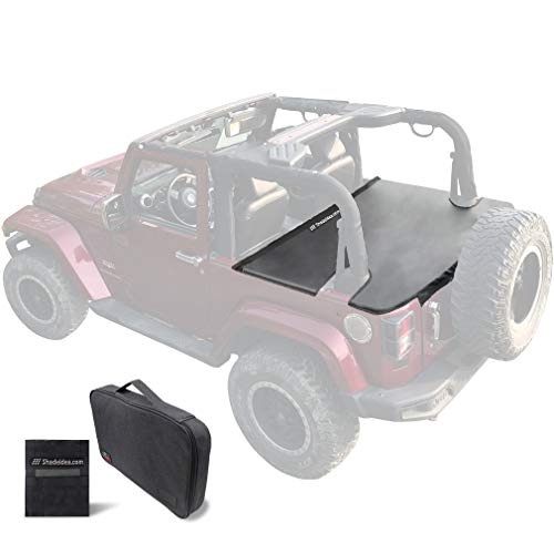 Shadeidea Tonneau Cover Compatible with Jeep Wrangler JK 2 Door Rear Trunk Ton Cargo Vinyl Cover for 2007-2018 Rubicon Sahara Sport S Unlimited Tailgate-Black-3 Year Warranty - Image 1