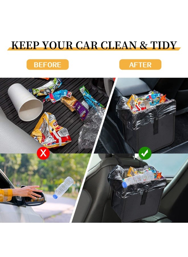 Foldable Hanging Car Trash Can, Trash Bag, Trash bin, Vegan Leather and Oxford Clothes Car Organizer, Cute car Gadgets - Image 3