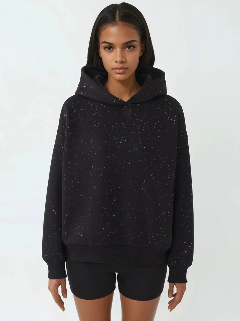 هيكاب سترة بغطاء رأس مزينة بالترتر