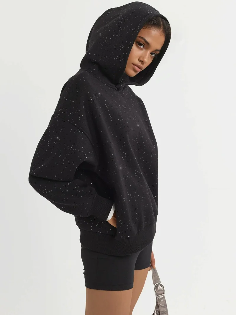 HICCUP Sequin Detailed Hooded Sweatshirt