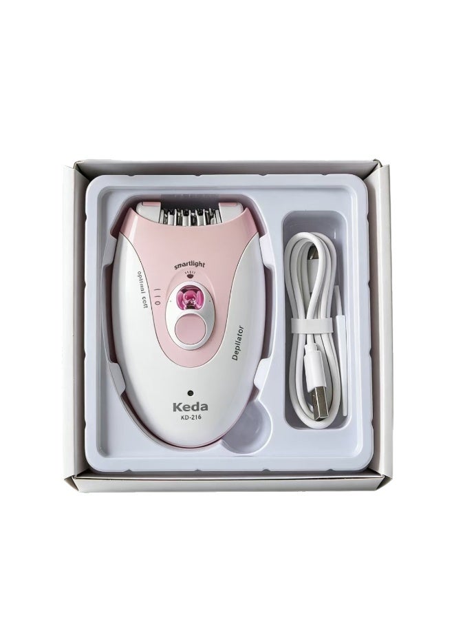 كيدا جهاز إزالة الشعر كيدا KD-216 سلكي بضوء ذكي وغطاء تدليك، أبيض/وردي - Image 2