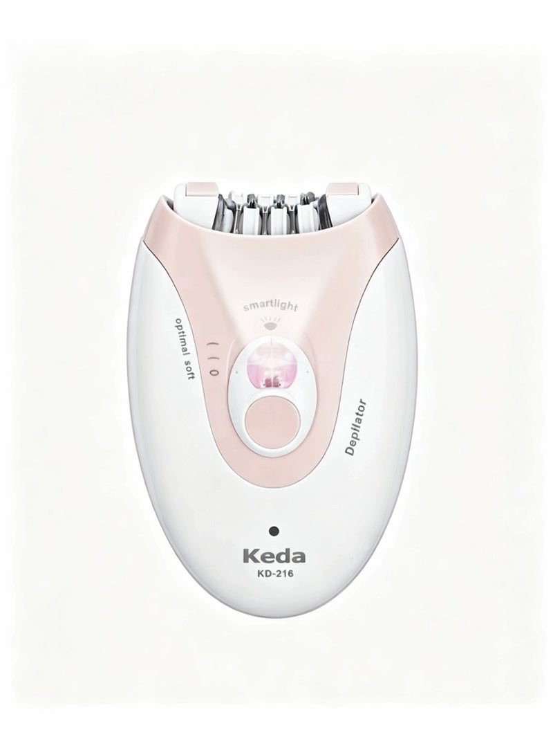 كيدا جهاز إزالة الشعر كيدا KD-216 سلكي بضوء ذكي وغطاء تدليك، أبيض/وردي - Image 1