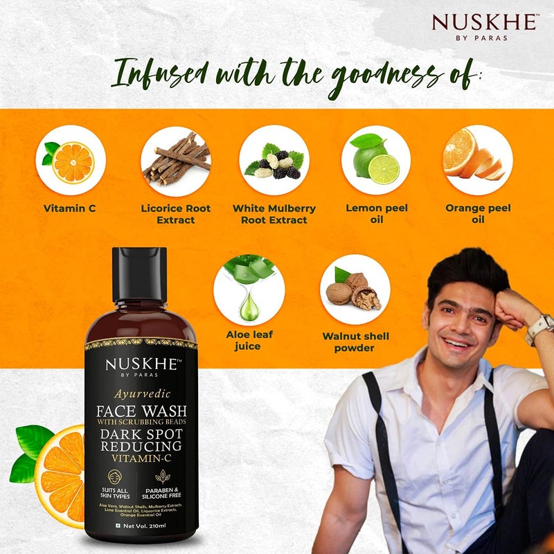 Nuskhe By Paras Nuskhe by Paras Dark Spot Reducing Vitamin C Face Wash210ml  Scrubbing Beads  Removes Impurities Skin Smoothening  No Parabens Sulphate Silicones  Color - Image 5