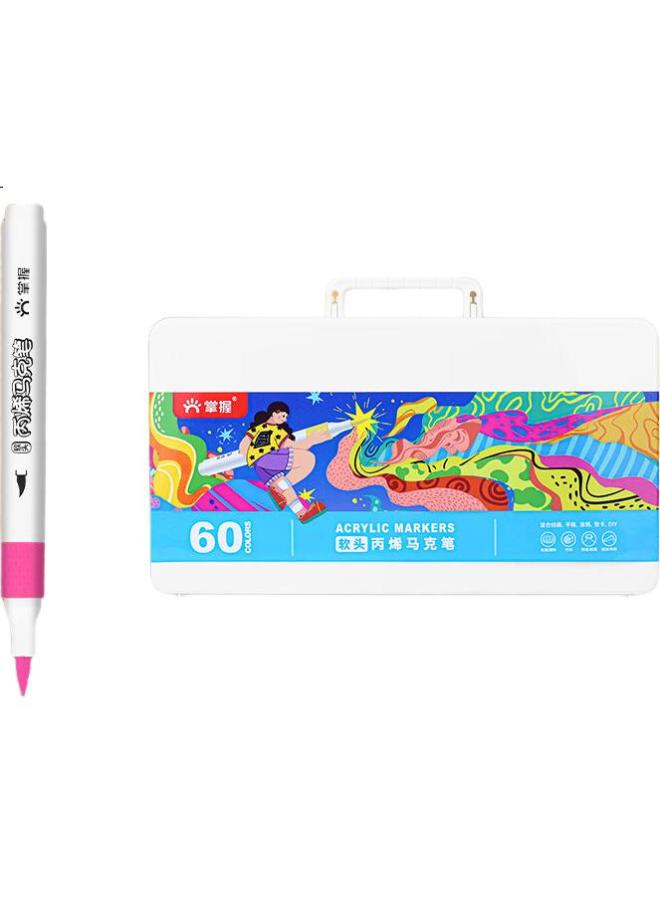 Grasp Markers أكريليك ماستر للأطفال مع رؤوس ناعمة، أقلام أكريليك غوكه، مقاومة للماء، سريعة الجفاف، غير شفافة، أقلام مخصصة للأنمي للطلاب، قابلة لإعادة التعبئة، أقلام رسم على شكل قلب، مستلزمات فنية برأس رفيع، أقلام مائية، غير سامة وقابلة للغسل، 60 - Image 1