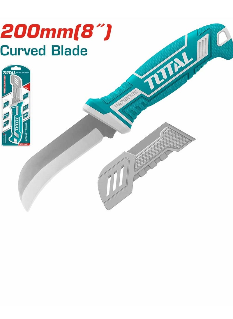 TOTAL Total Cable Stripping Knife Curved 200mm – Stainless Steel Tool with Protective Cover for Efficient Wire Stripping and Cutting  - Image 2