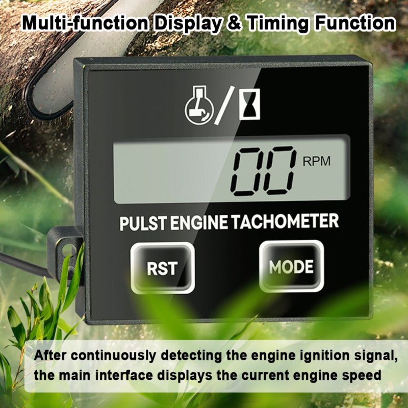 0-30000RPM Tachometer RPM Gauge with Clamp Induction Design for Chainsaw Lawn Mower - High Temperature Waterproof Display with Timing Function for 2-Stroke 4-Stroke Gasoline Engines - Image 5