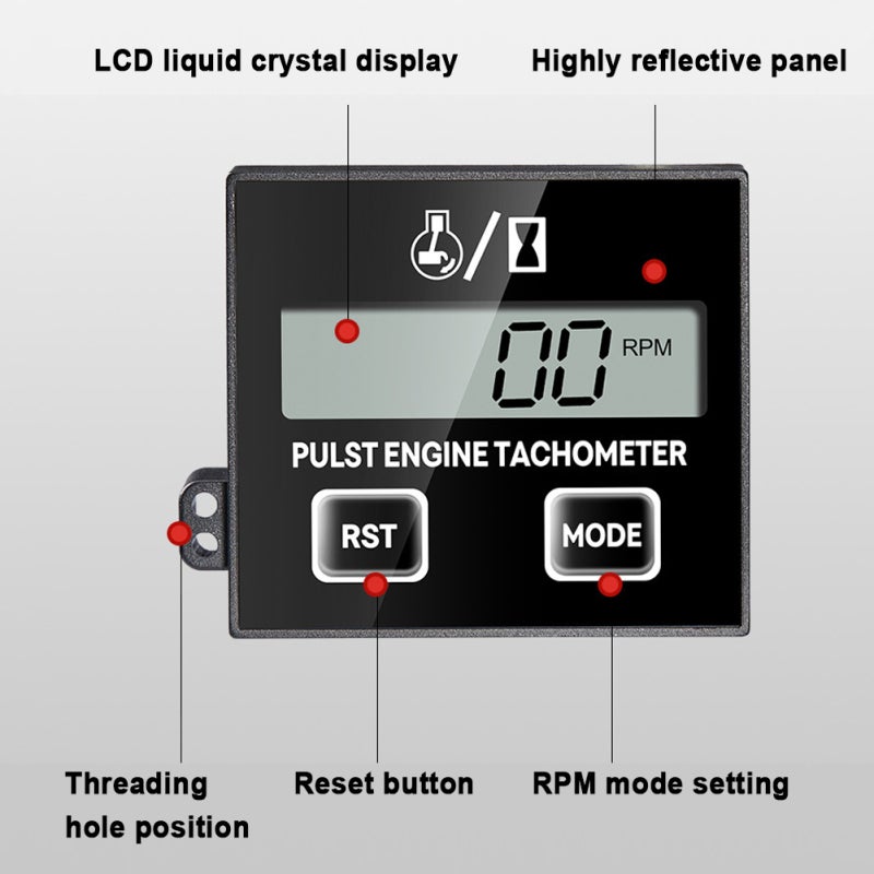 0-30000RPM Tachometer RPM Gauge with Clamp Induction Design for Chainsaw Lawn Mower - High Temperature Waterproof Display with Timing Function for 2-Stroke 4-Stroke Gasoline Engines - Image 2