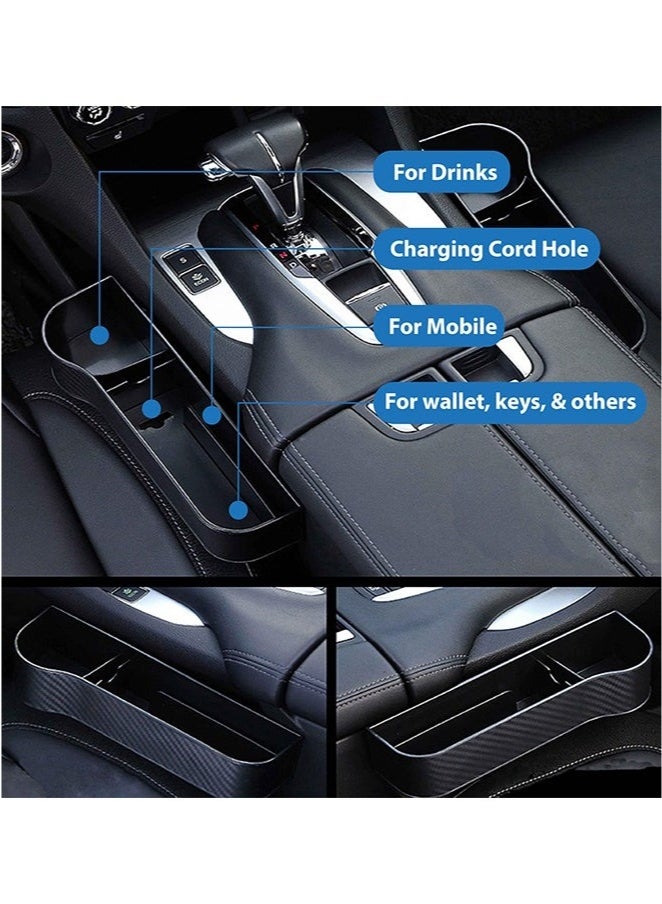 Bukela 2 Pieces Car Seat Gap Filler Organizer, Multifunctional Car Seat Organizer, Auto Console Side Storage Box with 4 Hooks for Holding Phone, Keys, Wallet, Sunglasses - Image 2