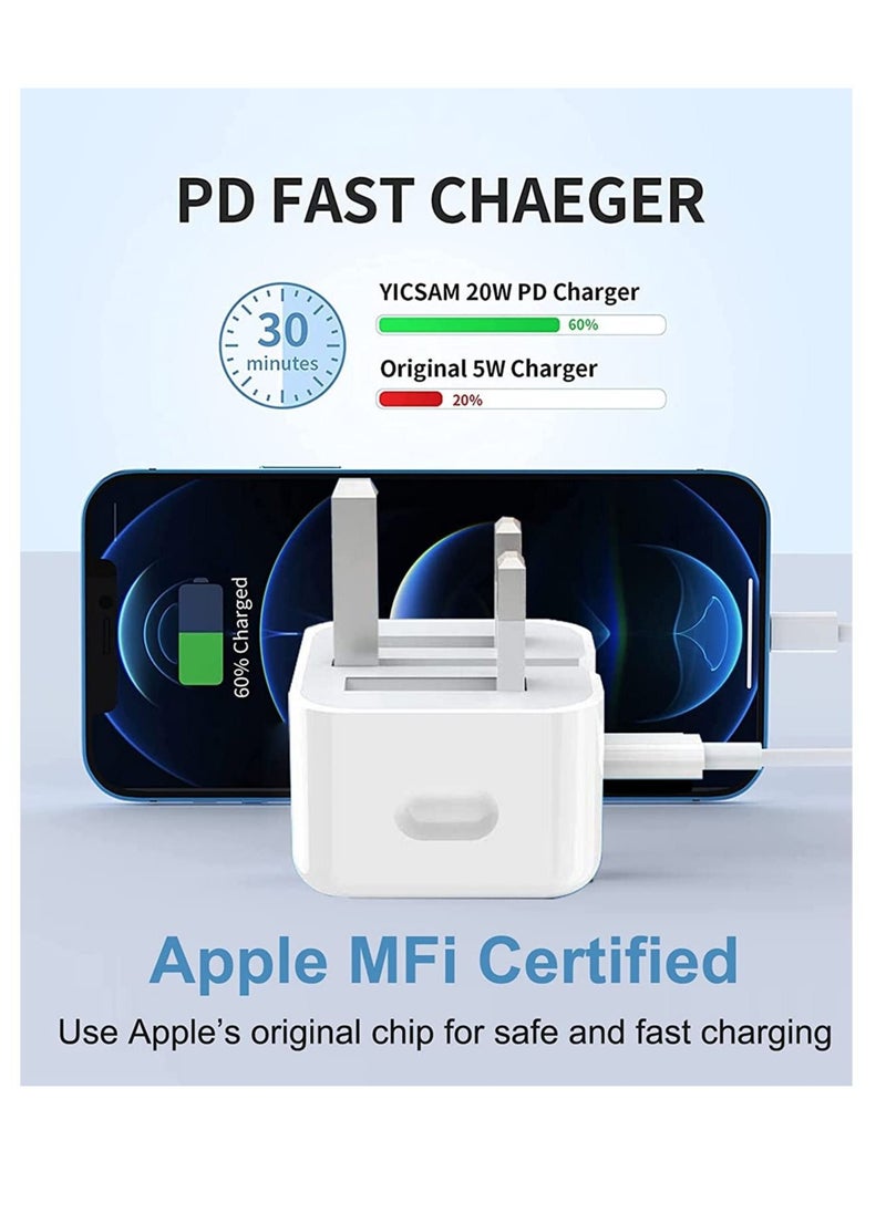 ELTRAZONE iPhone 20W Charger 【Apple MFi Certified】 USB C Plug Fast Charge and USB C to Lightning Cable 2M PD Power Adapter Compatible with iPhone 13 Pro Max 13 12 SE2020 11 XR XS Max X 8 Plus iPad Pro Air Mini  - Image 3