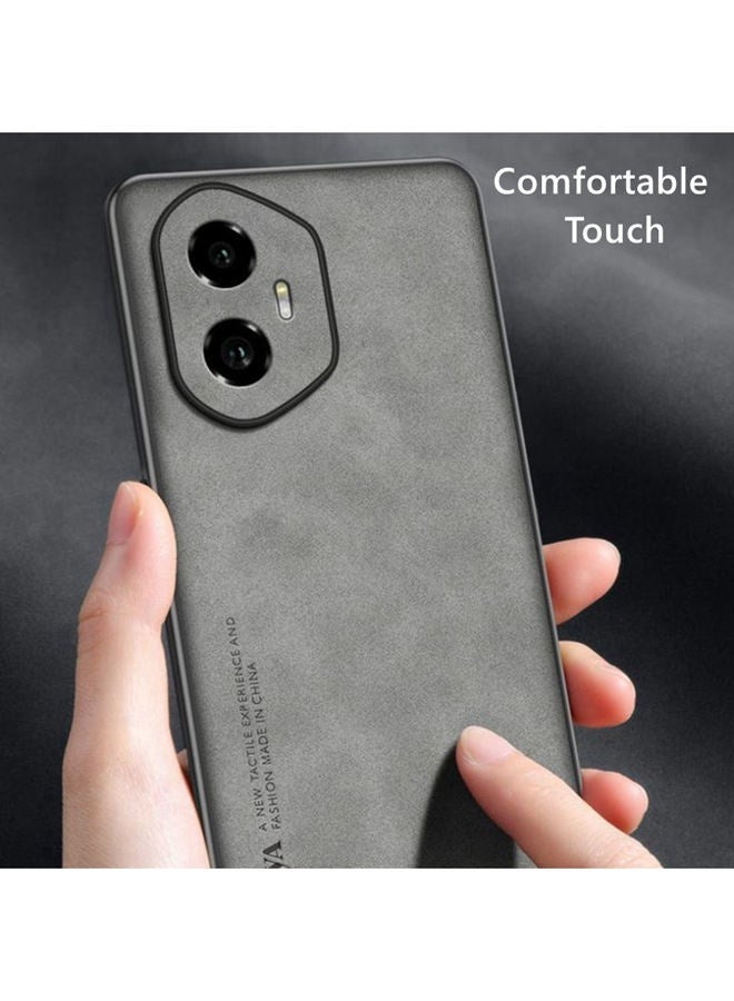 Case for Honor 400 , Imitation Sheepskin Leather Honor 400 Case Matte Bumper [Military Grade Protection] ，Premium Texture，Shockproof phone cover for هونر 400，Gray  - Image 4